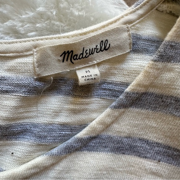 Madewell Grey and Cream Button Back Striped T-Shirt Dress Size M - Picture 3 of 7
